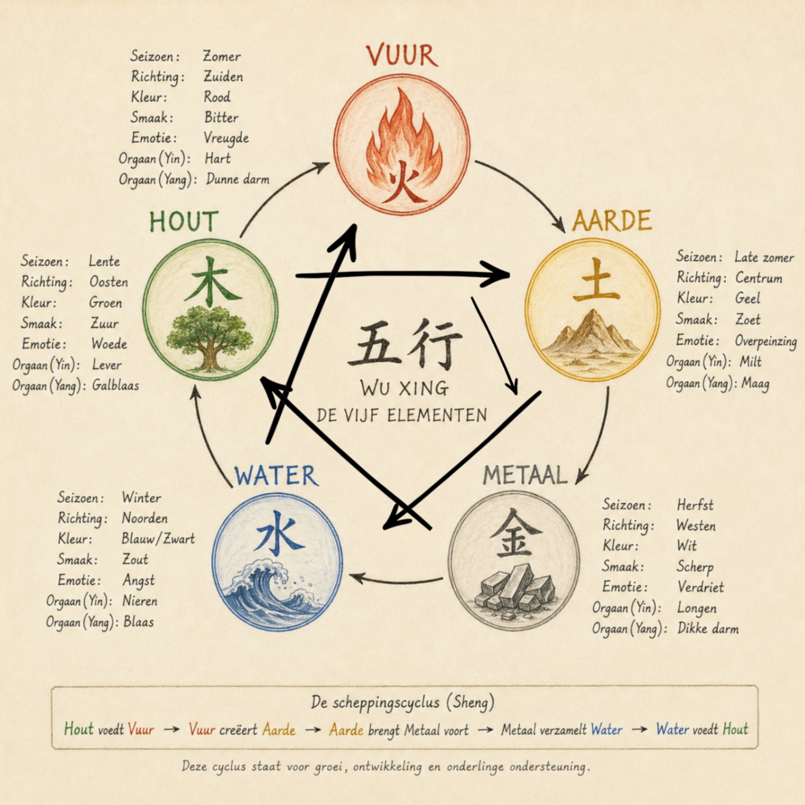 Wu Xing — De Vijf Elementen volgens de Traditionele Chinese Geneeskunde